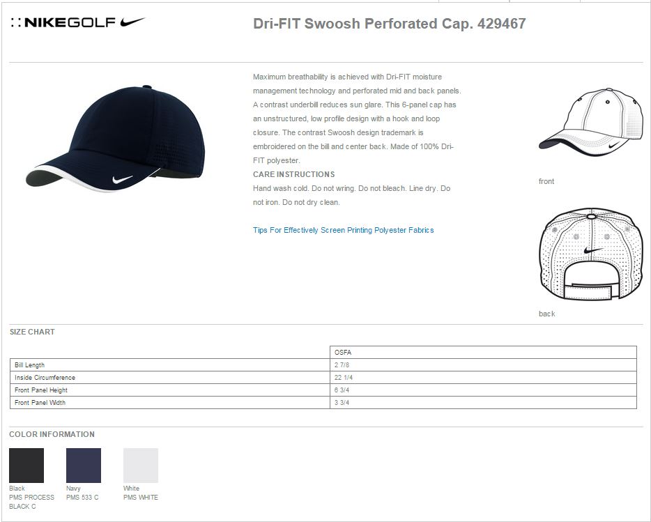 Goed opgeleid mout achterlijk persoon Nike Golf 429467 Dri-FIT Swoosh Perforated Caps