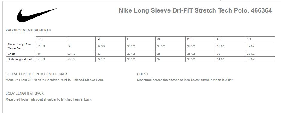 Nike Golf 466364 Long Sleeve Dri-FIT Stretch Tech Polo Shirts