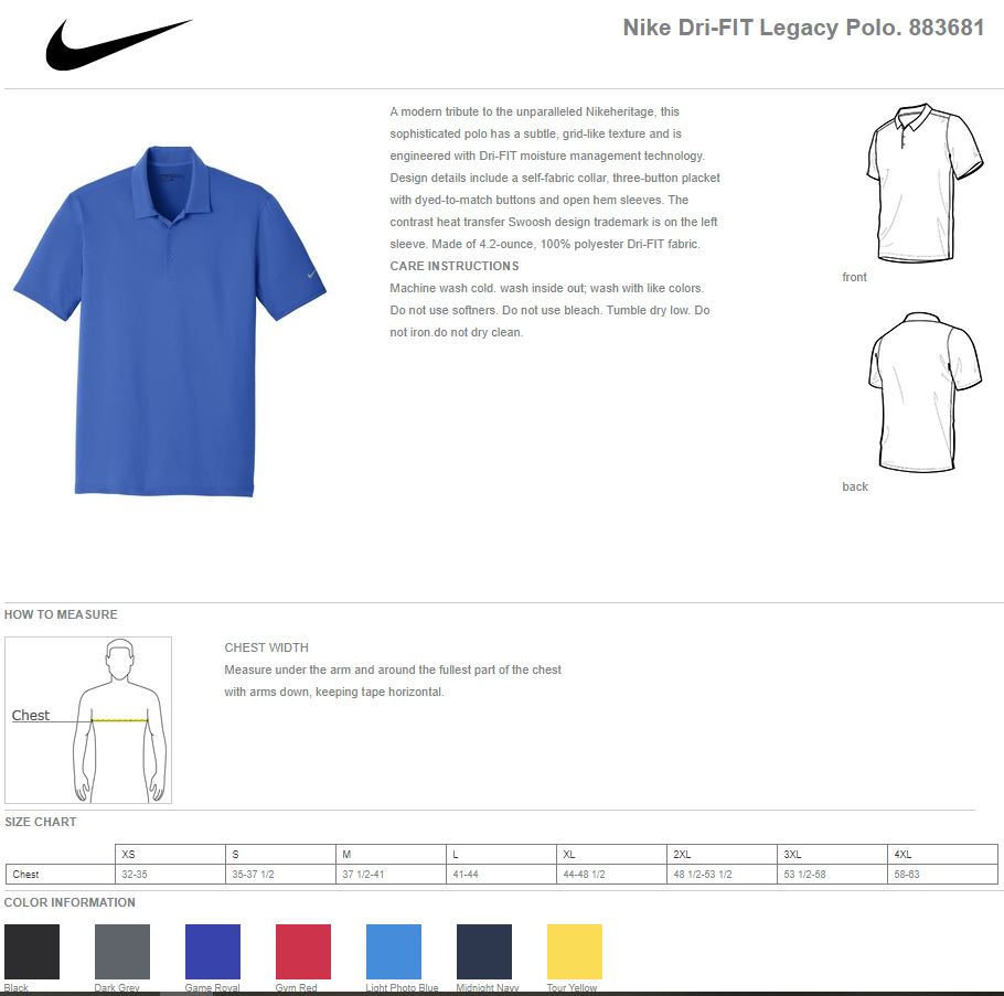Nike Golf Dri-FIT 883681 Legacy Polo Shirts